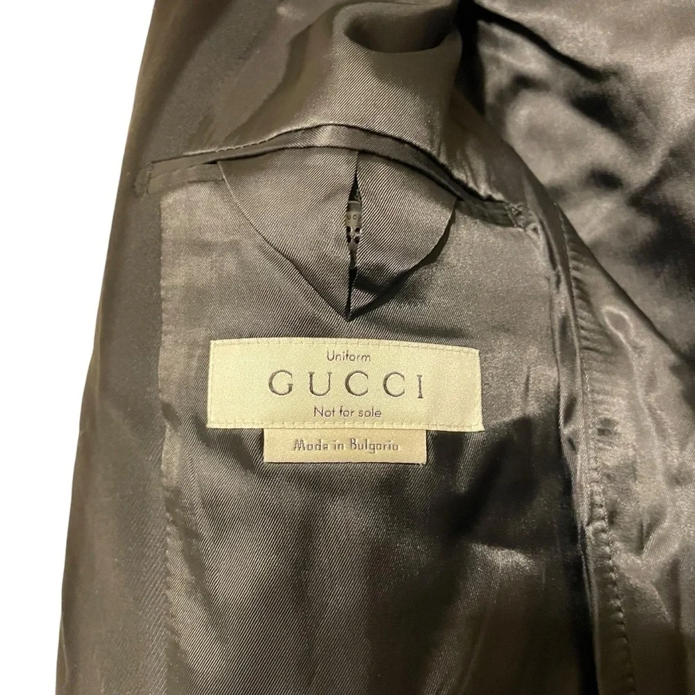 GUCCI Wool Uniform Blazer Solid Black